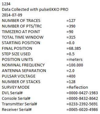 PulseEKKO Pro Header File
